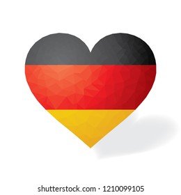 The Flag is the national flag of the Germany. It's a heart flag of Germany. Polygonal logo of love Independence Day.