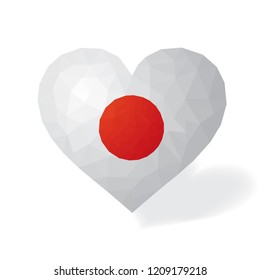 The Flag is the national flag of the Japan. It's a heart flag of japan. Polygonal logo of love Independence Day.