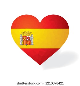 The Flag is the national flag of the Spain. It's a heart flag of Spain. Polygonal logo of love Independence Day.