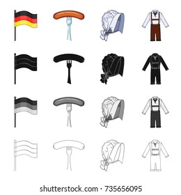 Flag, national, symbol, and other web icon in cartoon style.Germany, fork, kitchen, icons in set collection.