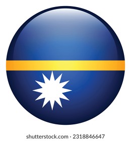 Flag of Nauru. Nauru circle flag icon. Standard color. Round flag. 3d illustration. Computer digital vector illustration.