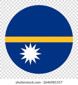 Flag of Nauru. Nauru circle flag logo icon computer vector illustration design. Transparent checkerboard background.