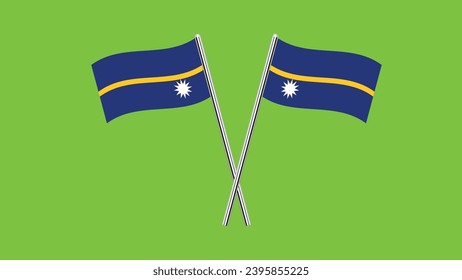 Flag of Nauru, Nauru cross flag design. Nauru cross flag isolated on Green background. Vector Illustration of crossed Nauru flags.