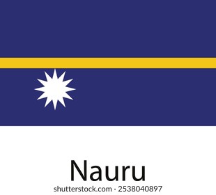 A bandeira de Nauru apresenta uma faixa amarela através do campo azul, com uma estrela branca de doze pontas no centro.