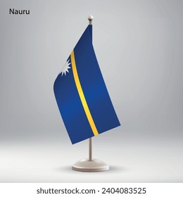 Flagge von Nauru hängt auf einem Flaggenstand. Für die Konferenz- oder Konferenzpräsentation