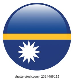 Flag of Nauru. Flag icon. Standard color. A round flag. 3d illustration. Computer illustration. Digital illustration. Vector illustration.