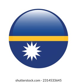 Flag of Nauru. Flag icon. Standard color. A round flag. 3d illustration. Computer illustration. Digital illustration. Vector illustration.