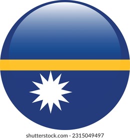 Flag of Nauru. Flag icon. Standard color. A round flag. 3d illustration. Computer illustration. Digital illustration. Vector illustration.