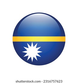 Flag of Nauru. Flag icon. Standard color. The round flag. 3d illustration. Computer illustration. Digital illustration. Vector illustration.