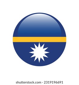 Flag of Nauru. Flag icon. Standard color. A round flag. 3d illustration. Computer illustration. Digital illustration. Vector illustration.