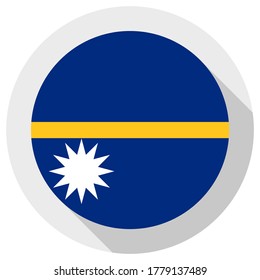 Flag of Nauru, Round shape icon on white background, vector illustration
