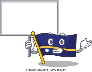 Flag nauru Scroll cute cartoon character bring a board