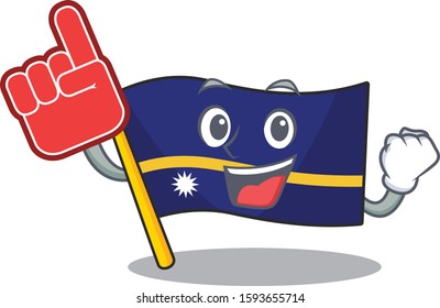 Flag nauru Scroll mascot cartoon style with Foam finger