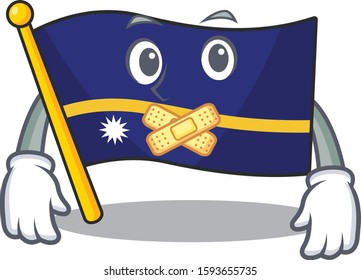 Flag nauru Scroll mascot cartoon character design on silent gesture