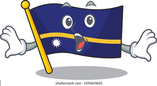 Flag nauru Scroll Surprised gesture on cartoon character style