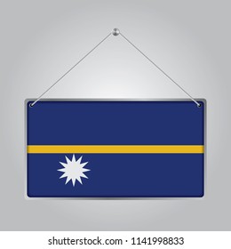 Flag of Nauru. The symbol of the state in the pennant hanging on the rope, rectangle hanging. Vector Illustration EPS10.
