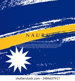 Flag of Nauru. Vector illustration on a white background. Brush strokes are drawn by hand. Independence Day.