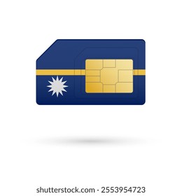 Flag of Nauru. Vector illustration of SIM Card with flag on white background