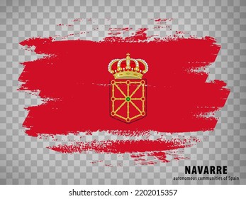 Flag of Navarre brush strokes. Flag Autonomous Community Navarre on transparent background for your web site design, app, UI. Kingdom of Spain. Stock vector.  EPS10.