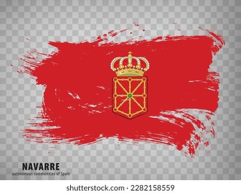 Flag of  Navarre brush strokes. Flag Autonomous Community  Navarre of Spain on transparent background for your web site design, logo, app, UI. Kingdom of Spain. Stock vector.  EPS10.