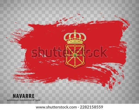 Flag of  Navarre brush strokes. Flag Autonomous Community  Navarre of Spain on transparent background for your web site design, logo, app, UI. Kingdom of Spain. Stock vector.  EPS10.
