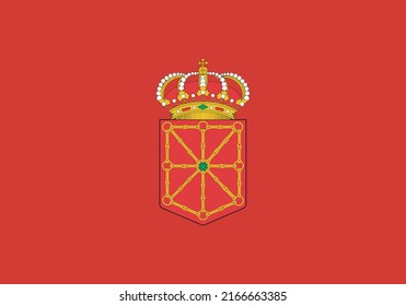 Flag of Navarre with royal shield and crown