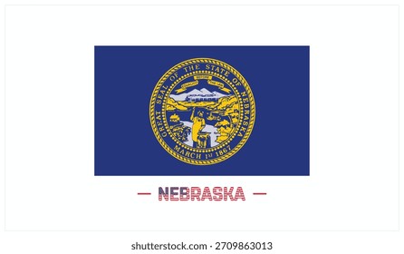 Flag of NEBRASKA on a white background, Editable Vector illustration of NEBRASKA flag, National Day design, Flag of NEBRASKA flat design, State of USA