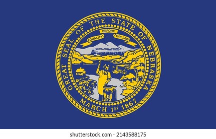 Flag of Nebraska. State of Nebraska USA. United States. United States of America US.