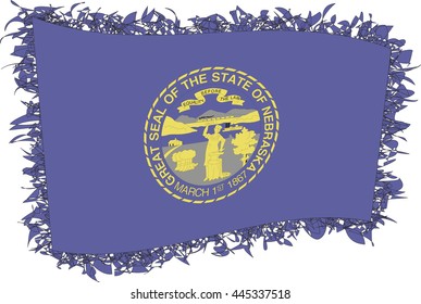 Flag of Nebraska. Vector illustration of a stylized flag. Shaggy edge.
