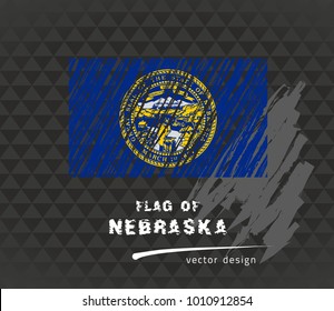 Flag of Nebraska, vector pen illustration on black background