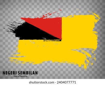 Flag Negeri Sembilan brush strokes. Flag  Negeri Sembilan State on transparent background for your web site design, app, UI. Malaysia. EPS10.