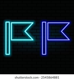 flag neon style vector icon on dark gradient background. blue color.