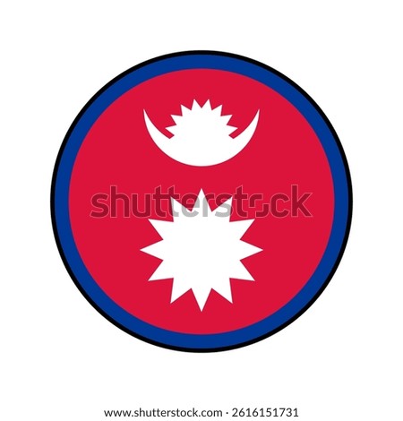 Flag of Nepal. Black edge. Nepal circle flag logo icon computer vector illustration design.