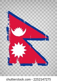 Flag of  Nepal brush stroke background.  Flag  Federal Democratic Republic of Nepal on transparent background for your design, app, UI.  Stock vector. EPS10.