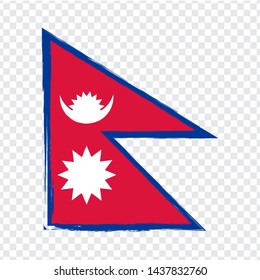 Flag of Nepal  from brush strokes. Flag Nepal on transparent background for your web site design, logo, app, UI. Stock vector. EPS10.