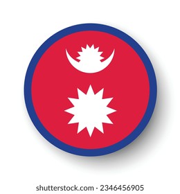 La bandera de Nepal. Icono de indicador de botón. Color estándar. Indicador de icono de círculo. 3 quinquies ilustración. Ilustración del equipo. Ilustración digital. Ilustración vectorial.
