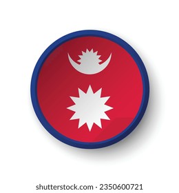 La bandera de Nepal. Icono de indicador de botón. Color estándar. Indicador de icono de círculo. 3 quinquies ilustración. Ilustración del equipo. Ilustración digital. Ilustración vectorial.