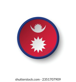The flag of Nepal. Button flag icon. Standard color. Circle icon flag. 3d illustration. Computer illustration. Digital illustration. Vector illustration.