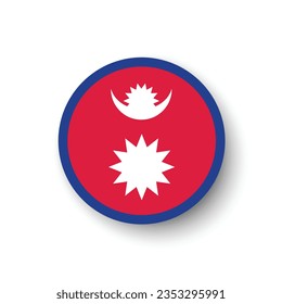 Die Flagge Nepals. Button-Flag-Symbol. Standardfarbe. Circle Icon Flag. 3D-Abbildung. Computergrafik. Digitale Illustration. Vektorgrafik.