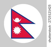 Flag of Nepal in circular shape with accurate proportions and official colors