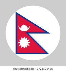 Flagge von Nepal in Kreisform mit genauen Proportionen und offiziellen Farben