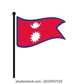 Bandeira do Nepal. Bandeira do Nepal computador digital vetor ilustração ícone design. Bandeira de mastro flutuante.
