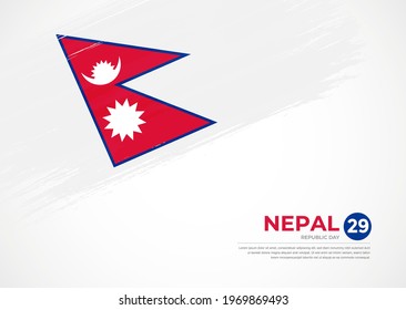 Flag of Nepal with creative painted brush stroke texture background