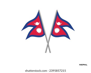 Flag of Nepal, Nepal cross flag design. Nepal cross flag isolated on white background. Vector Illustration of crossed Nepal flags.