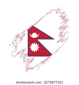 Flag of Nepal Grunge Brush Stroke Style Vector