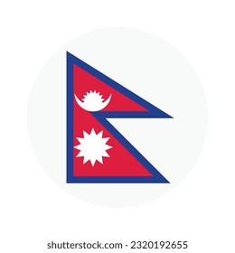 The flag of Nepal. Flag icon. Standard color. Circle icon flag. Computer illustration. Digital illustration. Vector illustration.