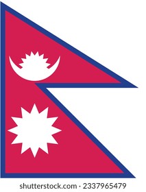 The flag of Nepal. Flag icon. Standard color. Standard size. A rectangular flag. Computer illustration. Digital illustration. Vector illustration.