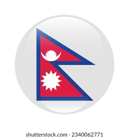 The flag of Nepal. Flag icon. Standard color. Circle icon flag. 3d illustration. Computer illustration. Digital illustration. Vector illustration.