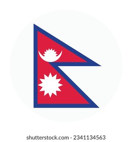 The flag of Nepal. Flag icon. Standard color. Circle icon flag. Computer illustration. Digital illustration. Vector illustration.