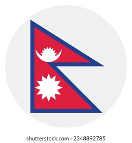 The flag of Nepal. Flag icon. Standard color. Circle icon flag. Computer illustration. Digital illustration. Vector illustration.